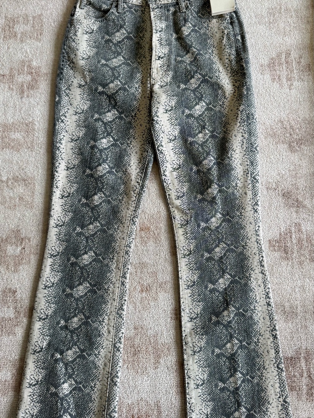 MOTHER Women's Grey Snake-Print Boot Cut Jeans